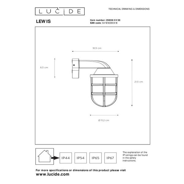 LEWIS Walllight Outside E27 Black