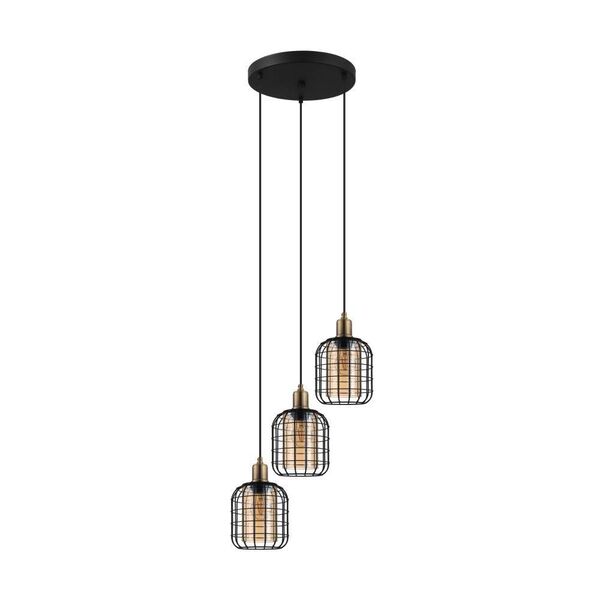 43499 Подвесной потолочный светильник (люстра) CHISLE, 3Х40W, E27, H1300, Ø425, сталь/стекло, черный