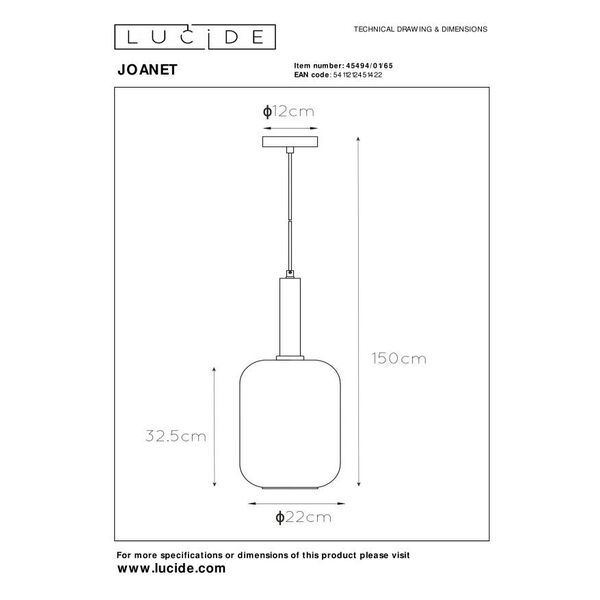 JOANET  Pendant 1xE27 Smoke glass