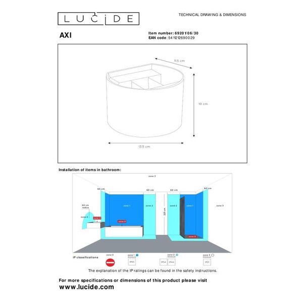 AXI Wall Spotlight Round Bathroom  Led Black