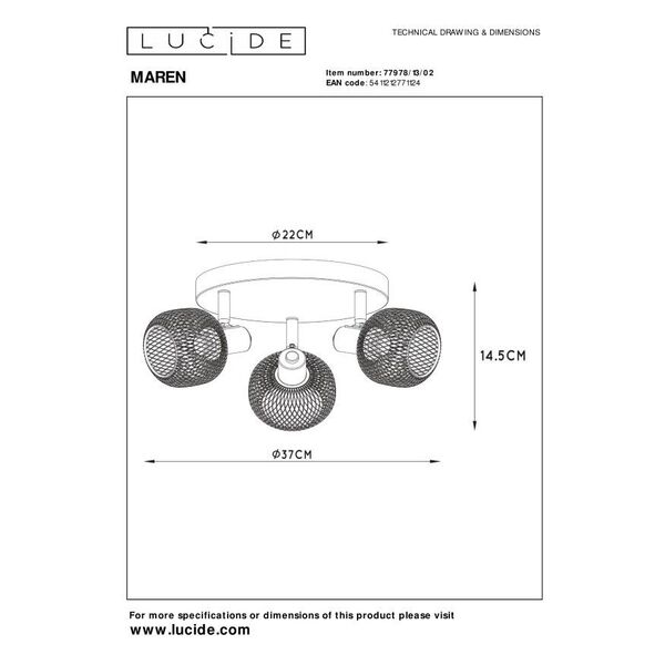 MAREN Ceiling spotlight 3x E14 Gold / Black