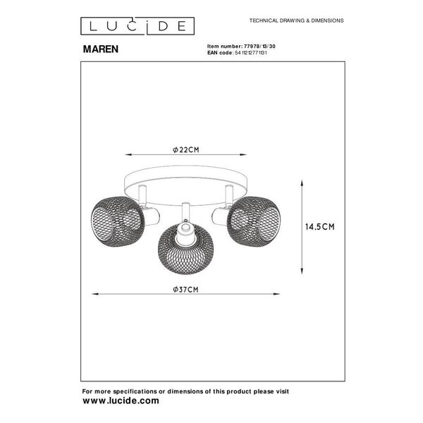 MAREN - Ceiling spotlight - 3xE14 - Black