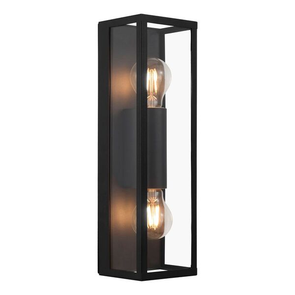 99124 Бра AMEZOLA, 2х60W (E27), L110, B100, H380, сталь, черный/стекло, прозрачный