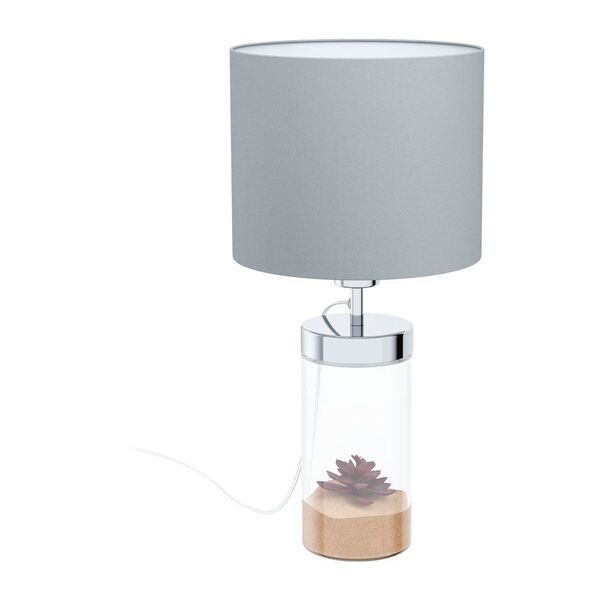 Настольная лампа LIDSING, 1x40W(E27), стекло, прозрачный/текстиль, серо-коричневый
