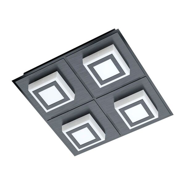 99364 Светод. светильник настенно-потол. MASIANO 1, 4х3,3W (LED), 4х340lm, 250х250, алюм., черный/пл