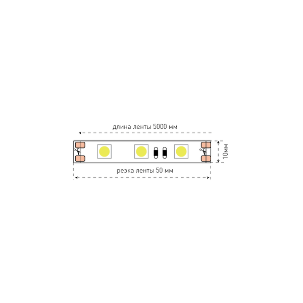 (((Эстетта) Лента светодиодная эконом SMD5050, 60 LED/м, 14,4 Вт/м, 12В , IP20, Цвет: Красный