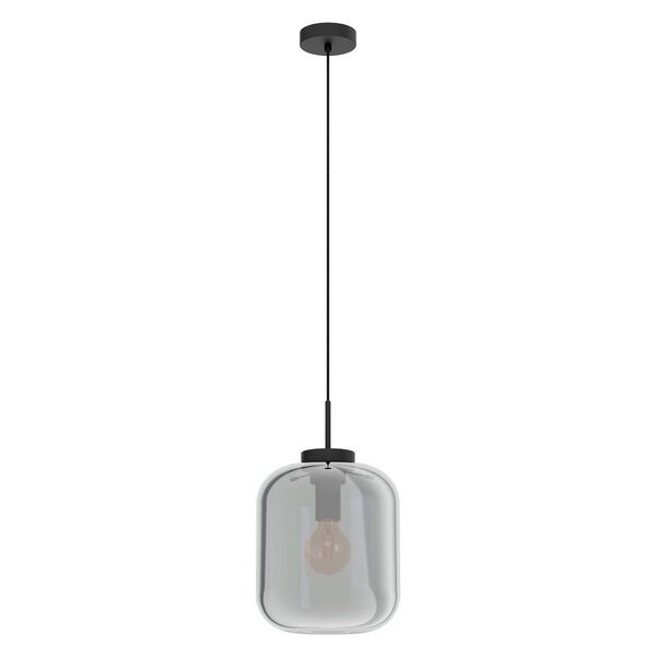 39673 Подвес BULCIAGO, 1x40W(E27), Ø250, H1500, сталь, черный/стекло с напылением, черный-прозрачный