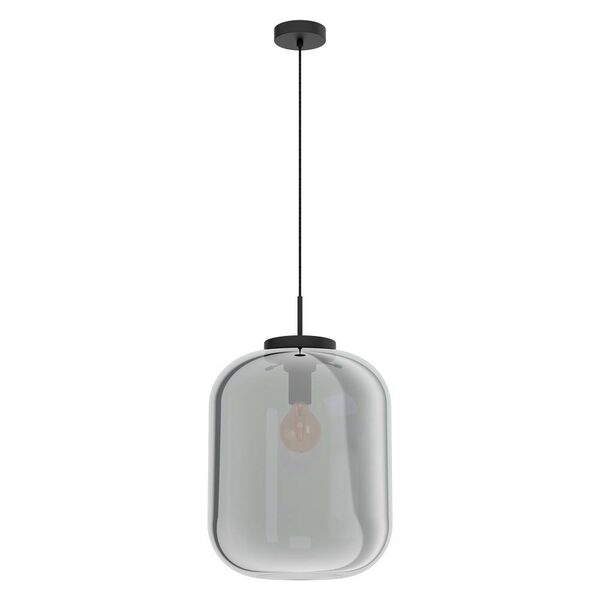 39674 Подвес BULCIAGO, 1x40W(E27), Ø350, H1500, сталь, черный/стекло с напылением, черный-прозрачный