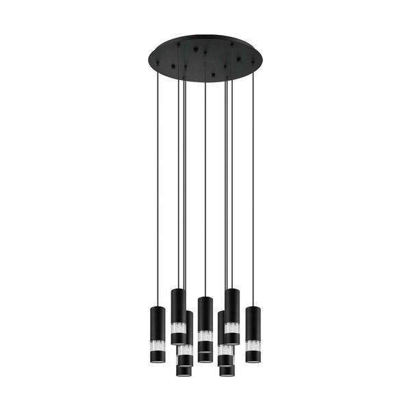 39708 Светодиодный подвес BERNABETA, 10X5W(GU10-LED), Ø580, сталь, черный/пластик, прозрачный