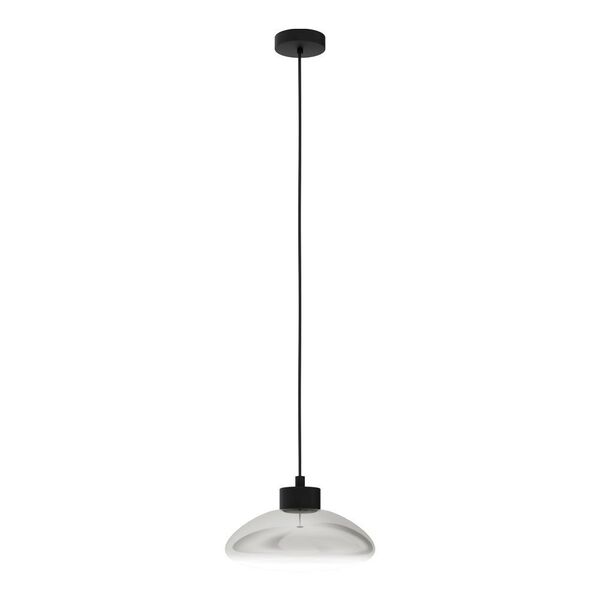 39783 Светод. подвес SARNARRA димм, 1x6W(LED), Ø305, H1500, сталь, черный/стекло с напылением, черны