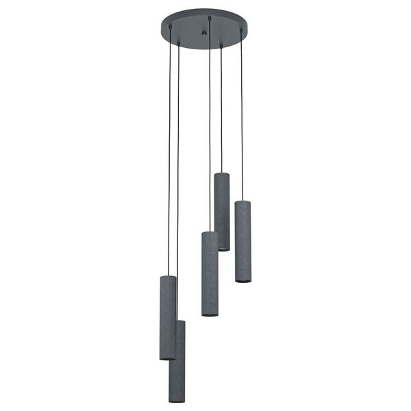 39823 Светод. подвес MENTALONA, 5х4,5W(GU10), Ø365, H1500, 5х345lm, сталь, антрацит/ тераццо, черный