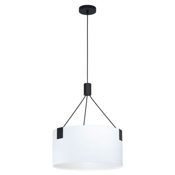 39882 Подвес TORTOLA, 3х40W(E27), Ø450, H1100, сталь, черный/текстиль, белый