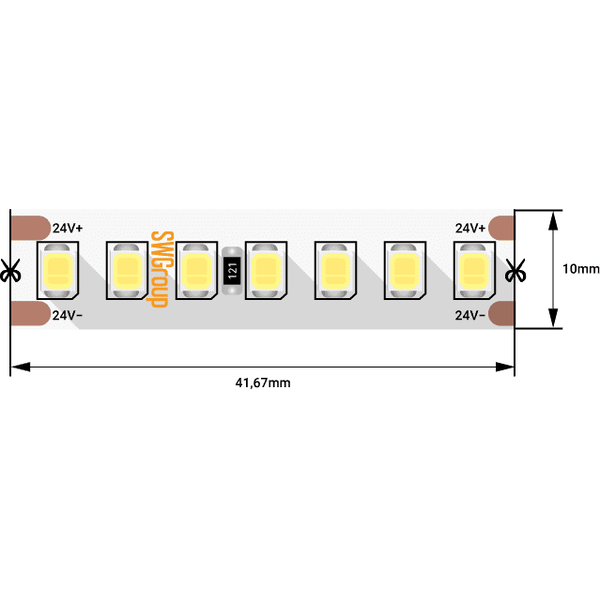 (((Эстетта) Лента светодиодная ПРО SMD2835, 168 LED/м, 17,3 Вт/м, 24В , IP20, Цвет: xолодный белый