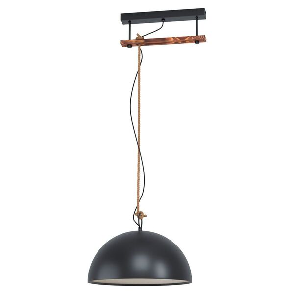 43396 Подвес HODSOLL регул., 1х40W(E27), 350х400, H1100, сталь, дерево, черн., коричн./сталь, черный