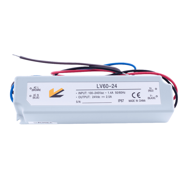 Блок питания для ленты IP67 пластик 60 W, 24V. LV-60-24