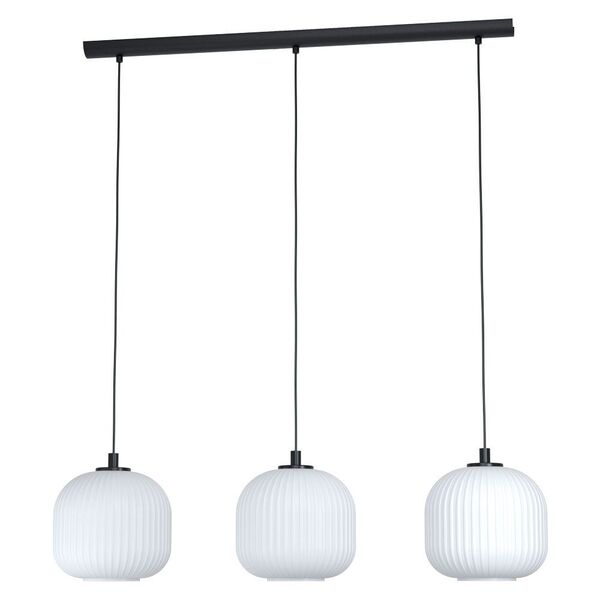 Подвес MANTUNALLE, 3х40W (E27), L1200, Ø200, H1100, сталь, черный/стекло, белый