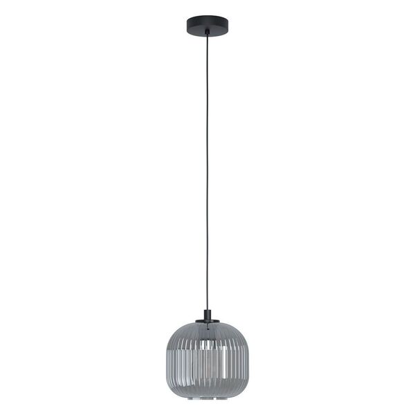Подвес MANTUNALLE 1, 1х40W (E27), Ø200, H1100, сталь, черный/стекло с напыл., черный-прозрачны