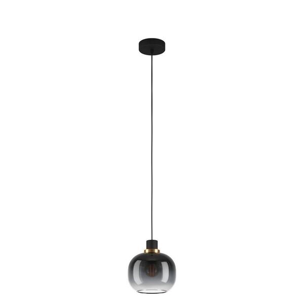 99616 Подвесной потолочный светильник (люстра) OILELL, 1x40W, E27, H1100, Ø190, сталь/стекло, черный