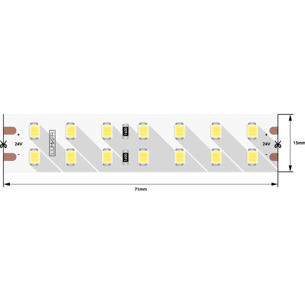 (((Lumker) Лента светодиодная LUMKER, 2835, 196 LED/м, 18 Вт/м, 24В, IP33, Нейтральный белый (4000K)