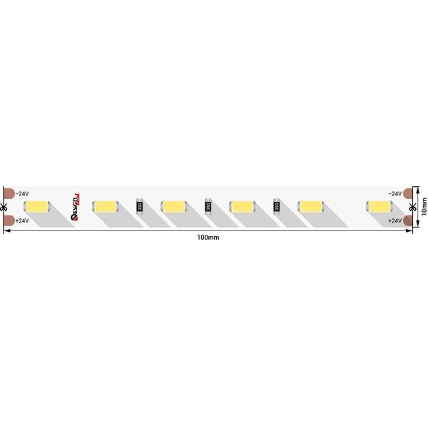 (((DesLED) Лента светодиодная LUX, SMD5730, 60 LED/м, 14,4 Вт/м, 24В, IP33, Холодный белый (6500K) D