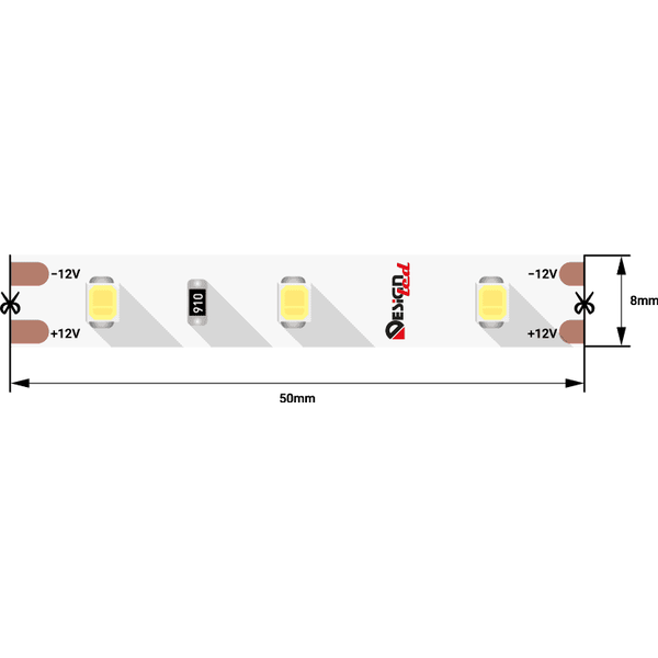 (((DesLED) Лента светодиодная LUX, SMD2835, 60 LED/м, 7,2 Вт/м, 12В, IP33, Холодный  белый (6000K) D