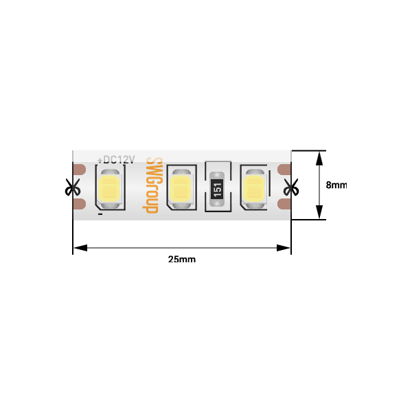 (((Эстетта) Лента светодиодная стандарт SMD2835, 120 LED/м, 9,6 Вт/м, 12В , IP65, Цвет: Теплый белый