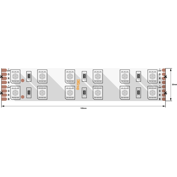(((Эстетта) Лента светодиодная стандарт SMD5050, 120 LED/м, 28,8 Вт/м, 24В , IP20, Цвет: RGB
