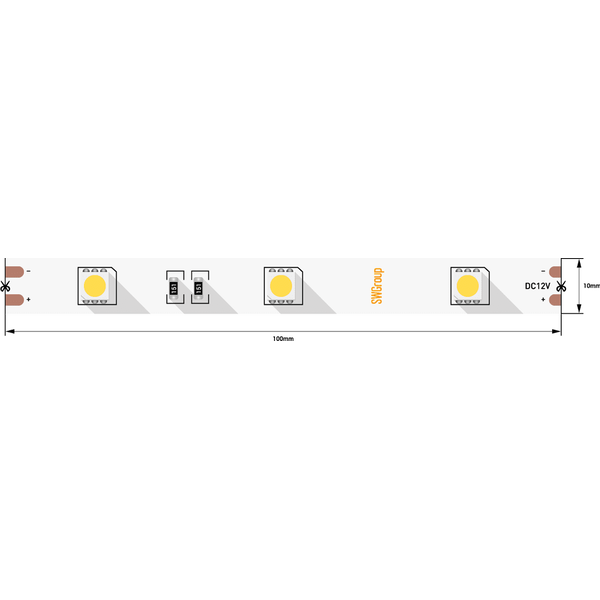 (((Эстетта) Лента светодиодная стандарт SMD5050, 30 LED/м, 7,2 Вт/м, 12В , IP20, Цвет: Теплый белый