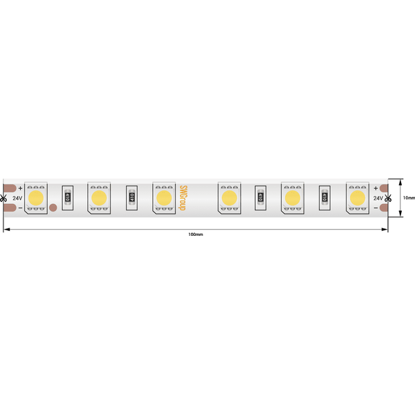 (((Эстетта) Лента светодиодная стандарт SMD5050, 60 LED/м, 14,4 Вт/м, 24В , IP65, Цвет: Теплый белый