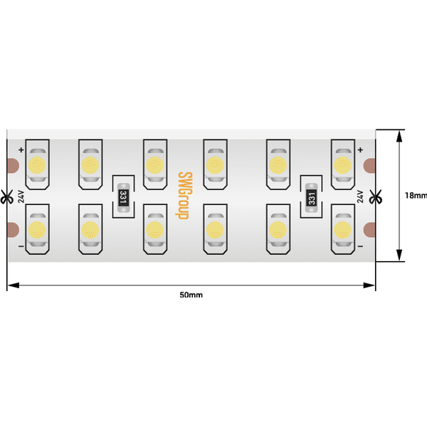 (((Эстетта) Лента светодиодная стандарт SMD3528, 240 LED/м, 19,2 Вт/м, 24В , IP65, Цвет: Теплый белы