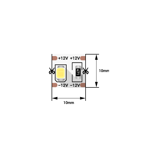 (((Эстетта) Лента светодиодная стандарт SMD2835, 100 LED/м, 24 Вт/м, 12В , IP20, Цвет: Нейтральный б