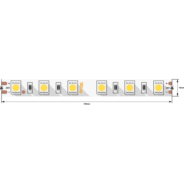 (((Эстетта) Лента светодиодная стандарт SMD5050, 60 LED/м, 14,4 Вт/м, 24В , IP20, Цвет: xолодный бел