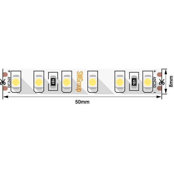 (((Эстетта) Лента светодиодная стандарт SMD3528, 120 LED/м, 9,6 Вт/м, 24В , IP20, Цвет: Нейтральный