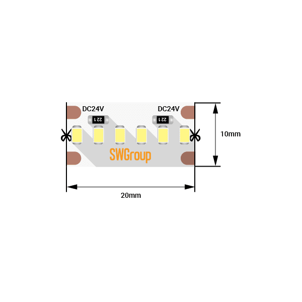 (((Эстетта) Лента светодиодная стандарт SMD2216, 300 LED/м, 19,4 Вт/м, 24В , IP20, Цвет: xолодный бе