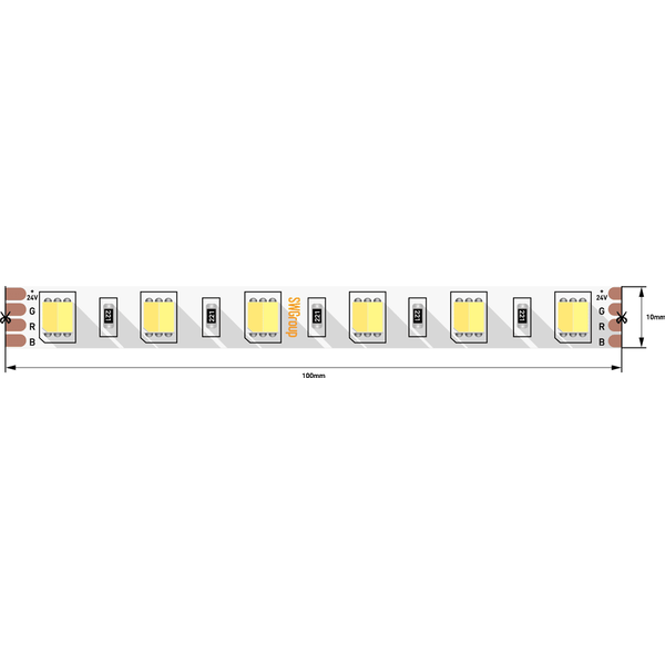 (((Эстетта) Лента светодиодная  SMD5050, 60 LED/м, 14,4 Вт/м, 24В , IP20, Цвет: Микс (3000+6000K)