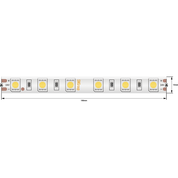 (((Эстетта) Лента светодиодная стандарт SMD5050, 60 LED/м, 14,4 Вт/м, 24В , IP65, Цвет: xолодный бел