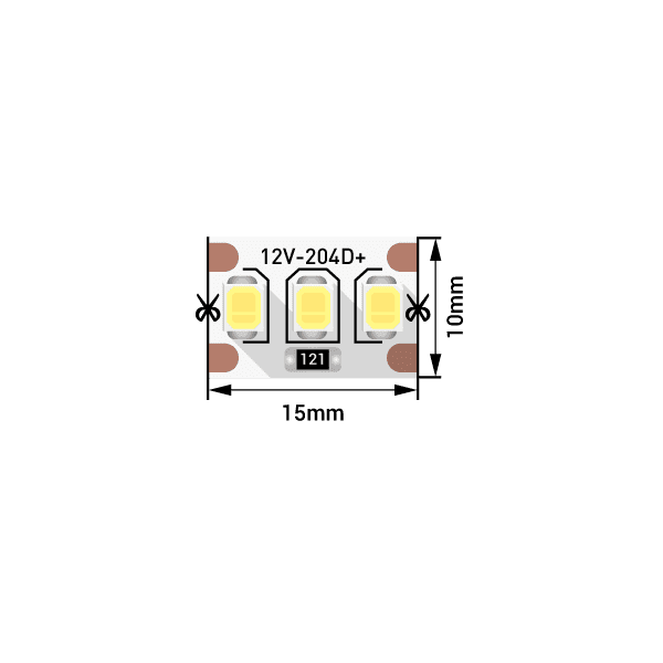 (((Эстетта) Лента светодиодная стандарт SMD2835, 204 LED/м, 22 Вт/м, 12В , IP20, Цвет: Теплый белый