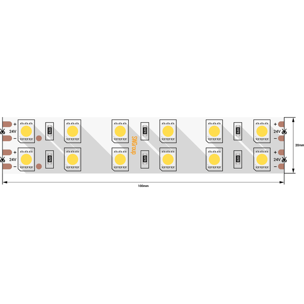 (((Эстетта) Лента светодиодная стандарт SMD5050, 120 LED/м, 28,8 Вт/м, 24В , IP20, Цвет: xолодный бе