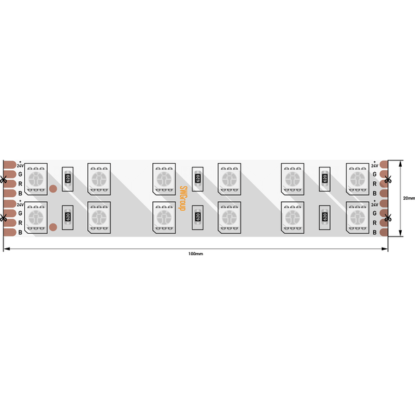 (((Эстетта) Лента светодиодная стандарт SMD5050, 120 LED/м, 28,8 Вт/м, 24В , IP65, Цвет: RGB