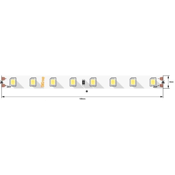 Лента светодиодная SWG PRO ПРО 2835, 80 LED/м, 7,2 Вт/м, 24В , IP20, Цвет: Холодный белый