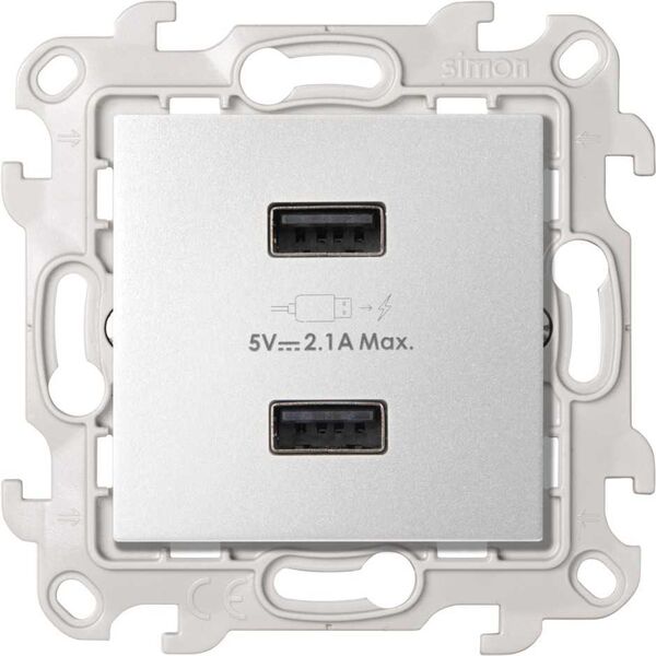 Зарядное устройство 2хUSB 2,4A, S24, алюминий Simon