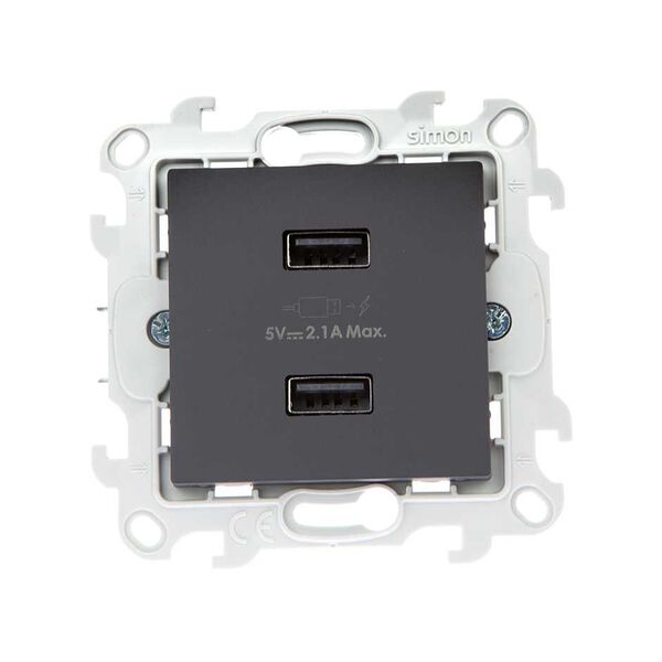 Зарядное устройство 2хUSB 2,4A, S24, графит Simon