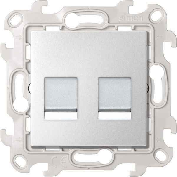 Розетка для передачи данных 2xRJ45 Cat.5e UTP цвета алюминий S24 Harmonie Simon