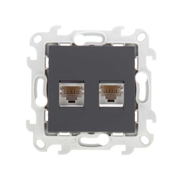 Розетка для передачи данных 2xRJ45 Cat.5e UTP цвета графит S24 Harmonie Simon