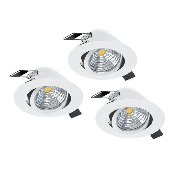 33391 Комплект встраиваемых диммируемых светильников SALICETO, 3X6W (LED), 4000K, 1350lm, Ø88, алюминий, белый / стекло, прозрачный, белый 