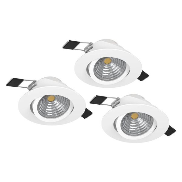 900745 Комплект встраиваемых диммируемых светильников SALICETO, 3X6W (LED), 2700K, 1350lm, Ø88, алюминий, белый / стекло, прозрачный, белый 