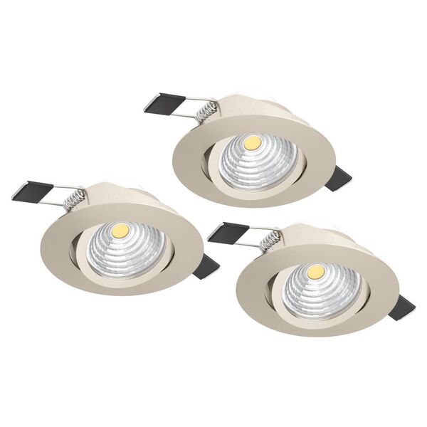 900746 Комплект встраиваемых диммируемых светильников SALICETO, 3X6W (LED), 2700K, 1350lm, Ø88, алюминий, матовый никель