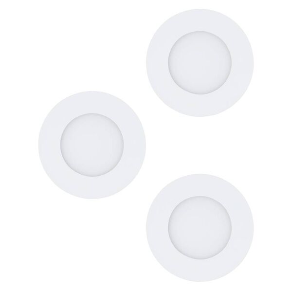 98633 Комплект встраиваемых светильников FUEVA 1, 3X2,8W (LED), 3000K, 1050lm, IP20/44, Ø85, литой металл, белый / пластик, белый 