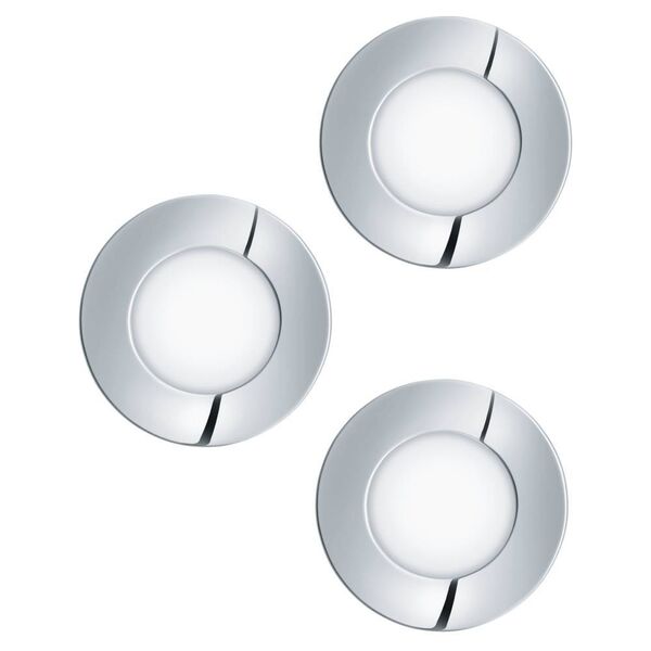 98635 Комплект встраиваемых светильников FUEVA 1, 3X2,8W (LED), 3000K, 1050lm, IP20/44, Ø85, литой металл, хромированный / пластик, белый 