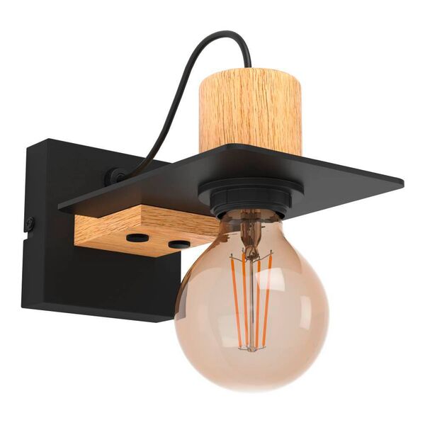 43753 Бра BRAMERTON, 1х40W, E27, L120, H110, A215, сталь, дерево, черный, коричневый